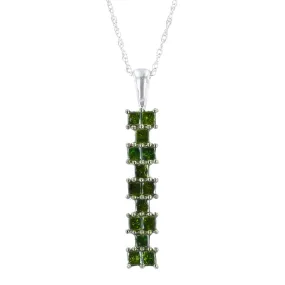 10K White gold green diamond Necklace-15442