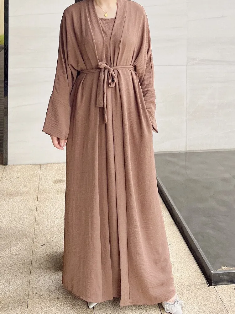 2 Piece Abaya Dress Set Muslim Women Long Dress