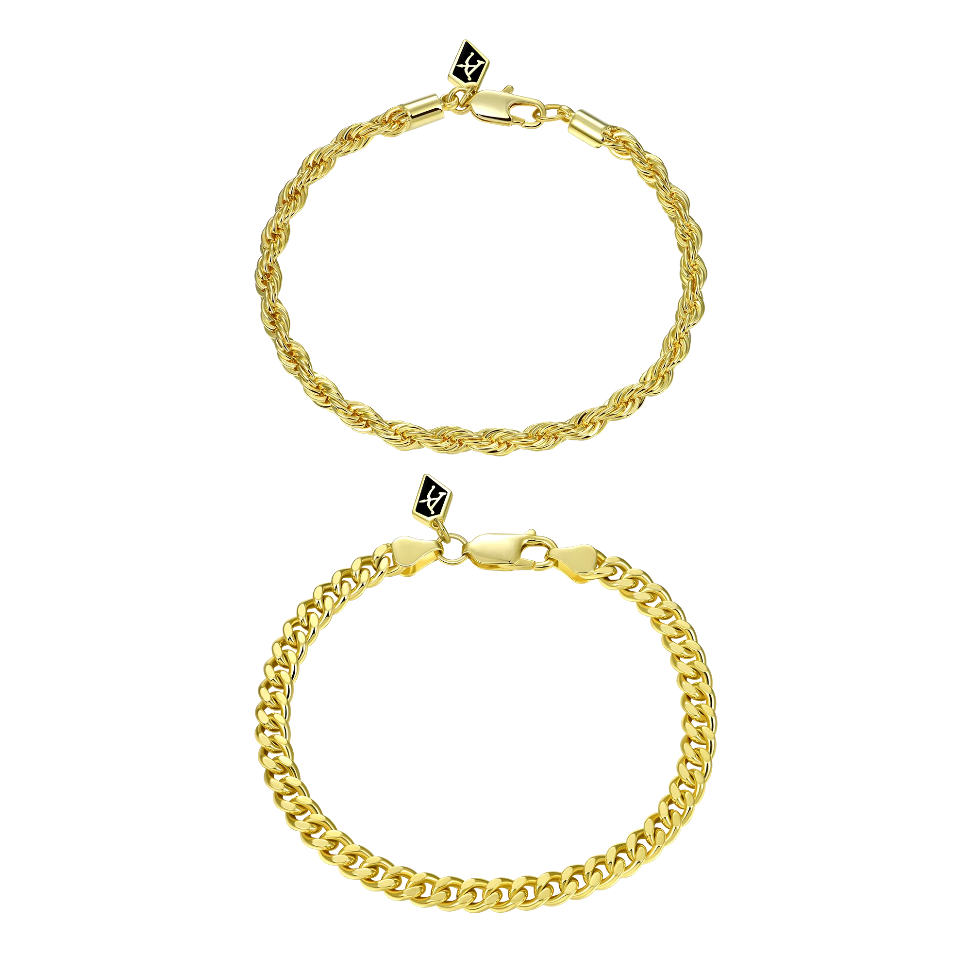 3.5mm Rope Bracelet + 5mm Cuban Link Bracelet Gift Set