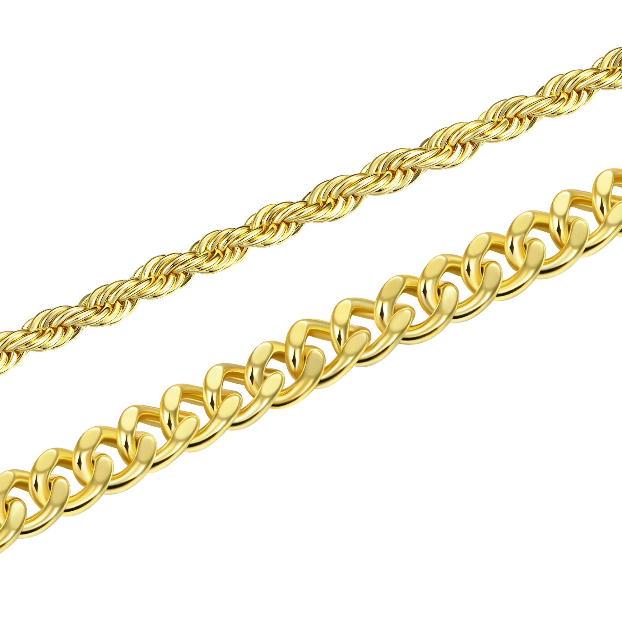 3.5mm Rope Bracelet + 5mm Cuban Link Bracelet Gift Set