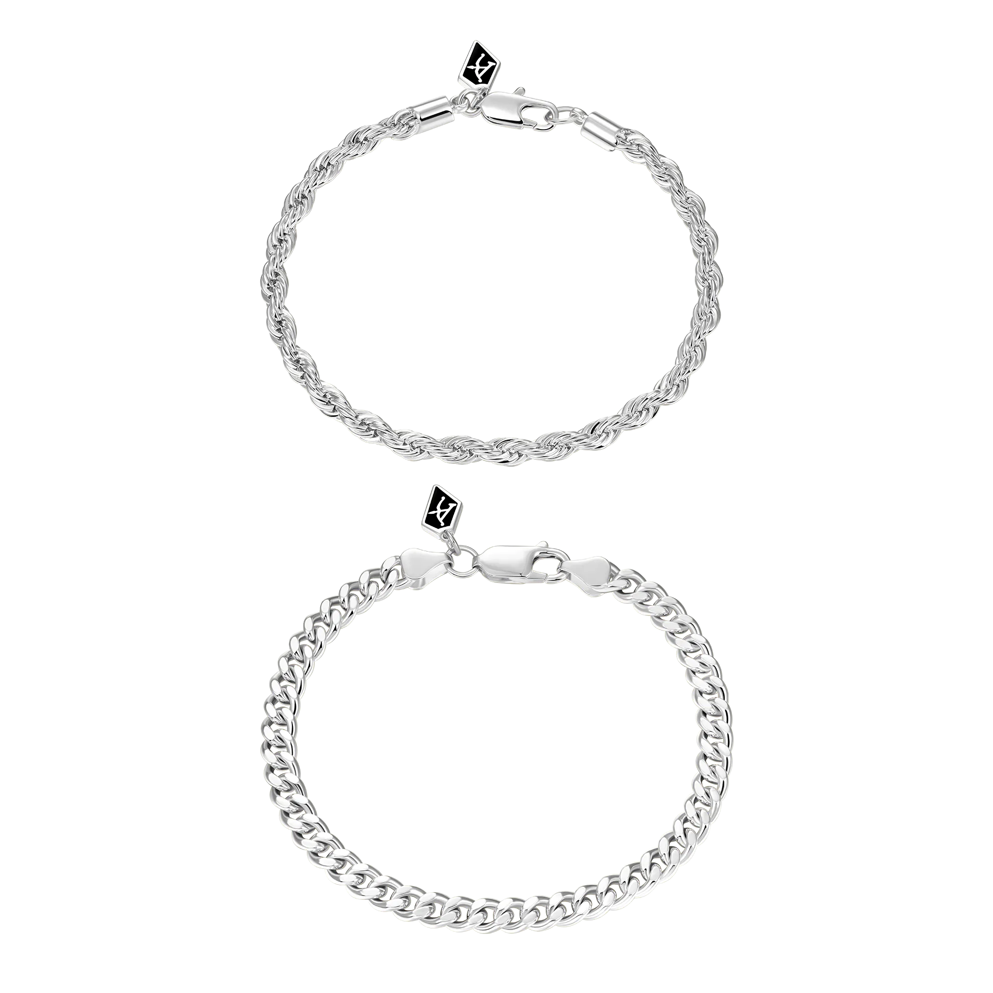 3.5mm Rope Bracelet + 5mm Cuban Link Bracelet Gift Set