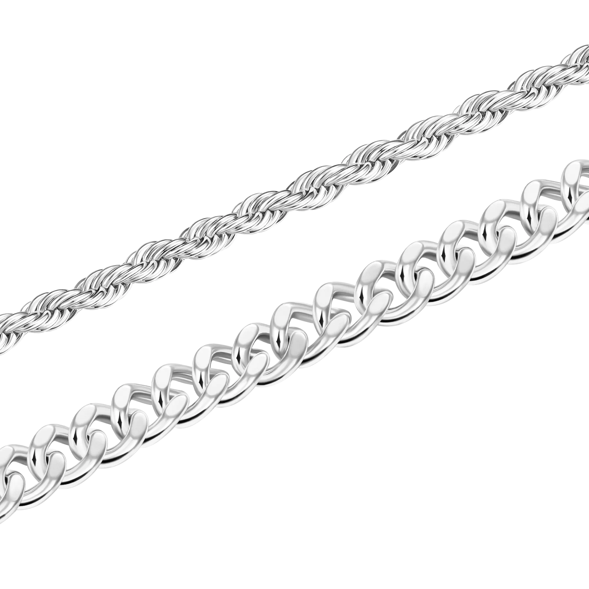 3.5mm Rope Bracelet + 5mm Cuban Link Bracelet Gift Set