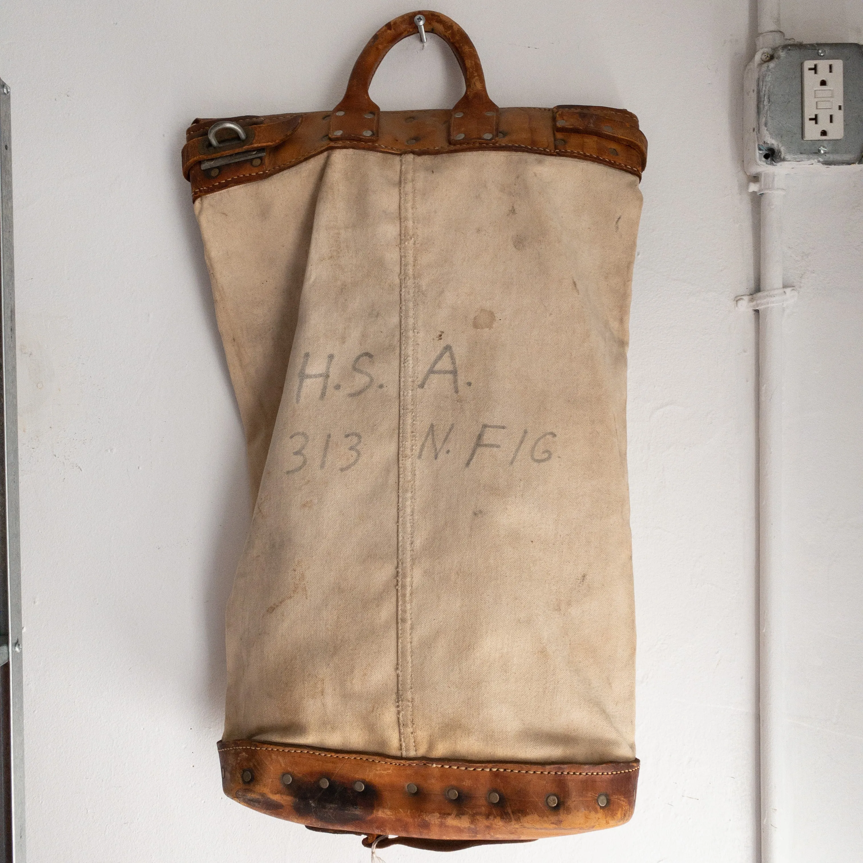 Antique Railway Canvas Leather Mail Bag