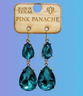 Aqua Double Drop Earrings - Pink Panache