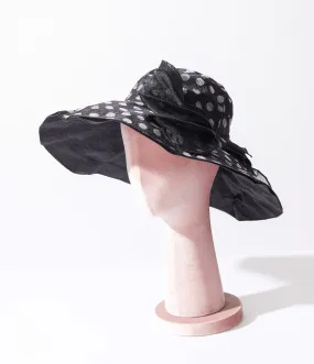 Black & White Polka Dot Bow Sun Hat