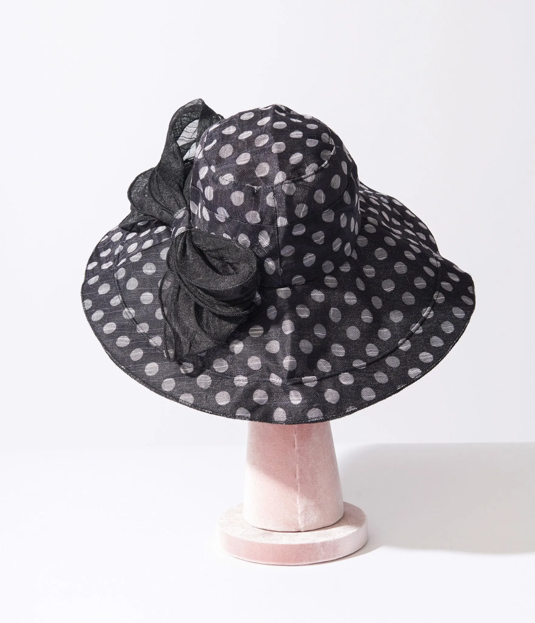 Black & White Polka Dot Bow Sun Hat