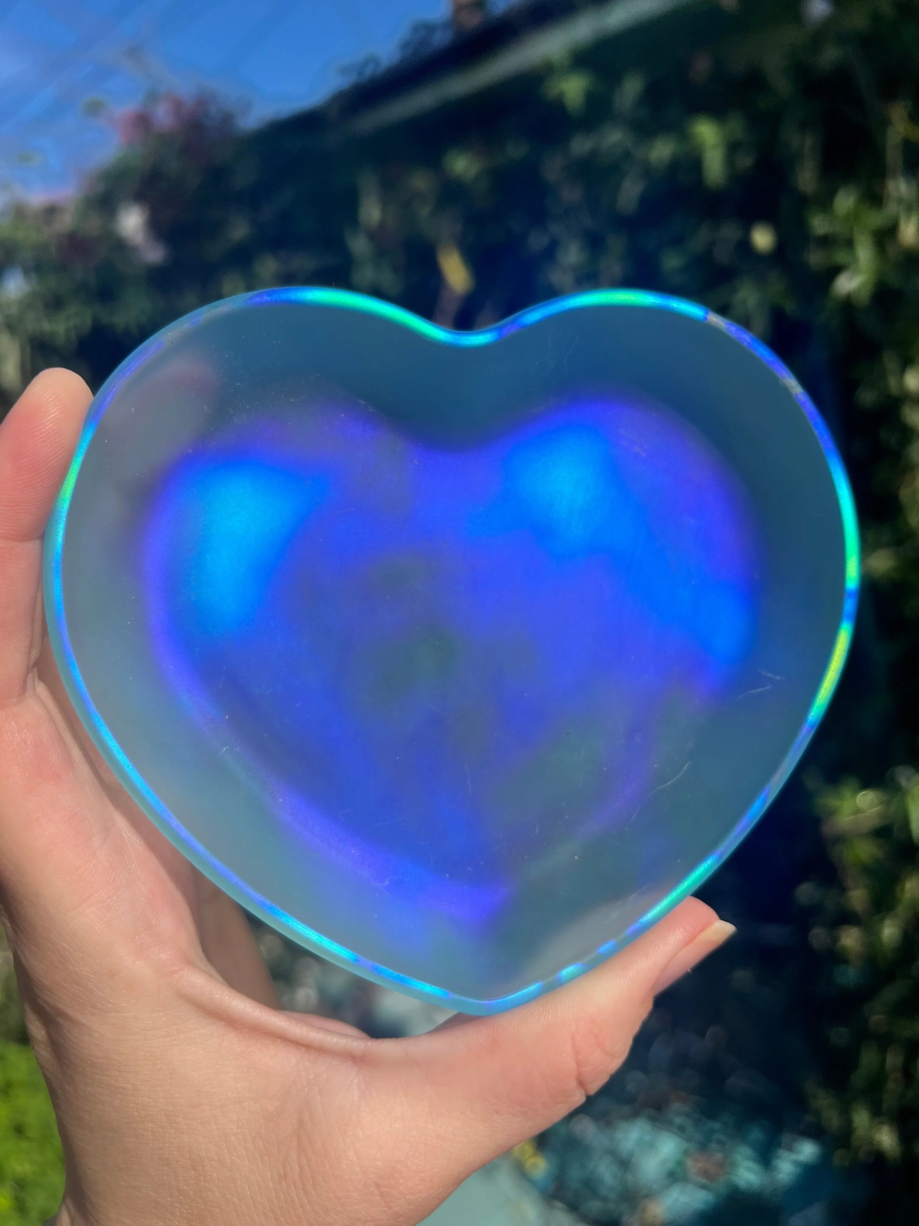 Blue glass heart dish