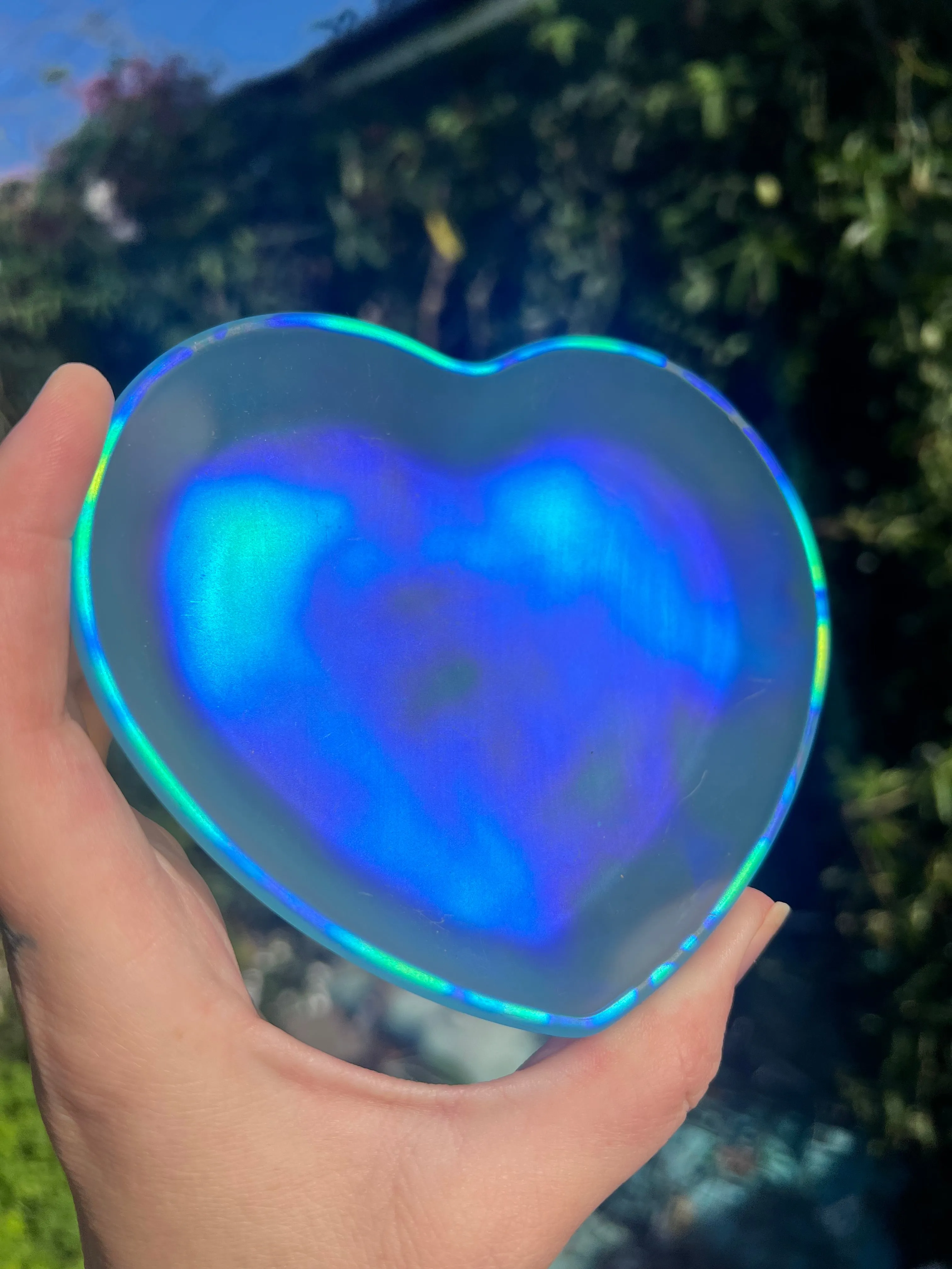 Blue glass heart dish