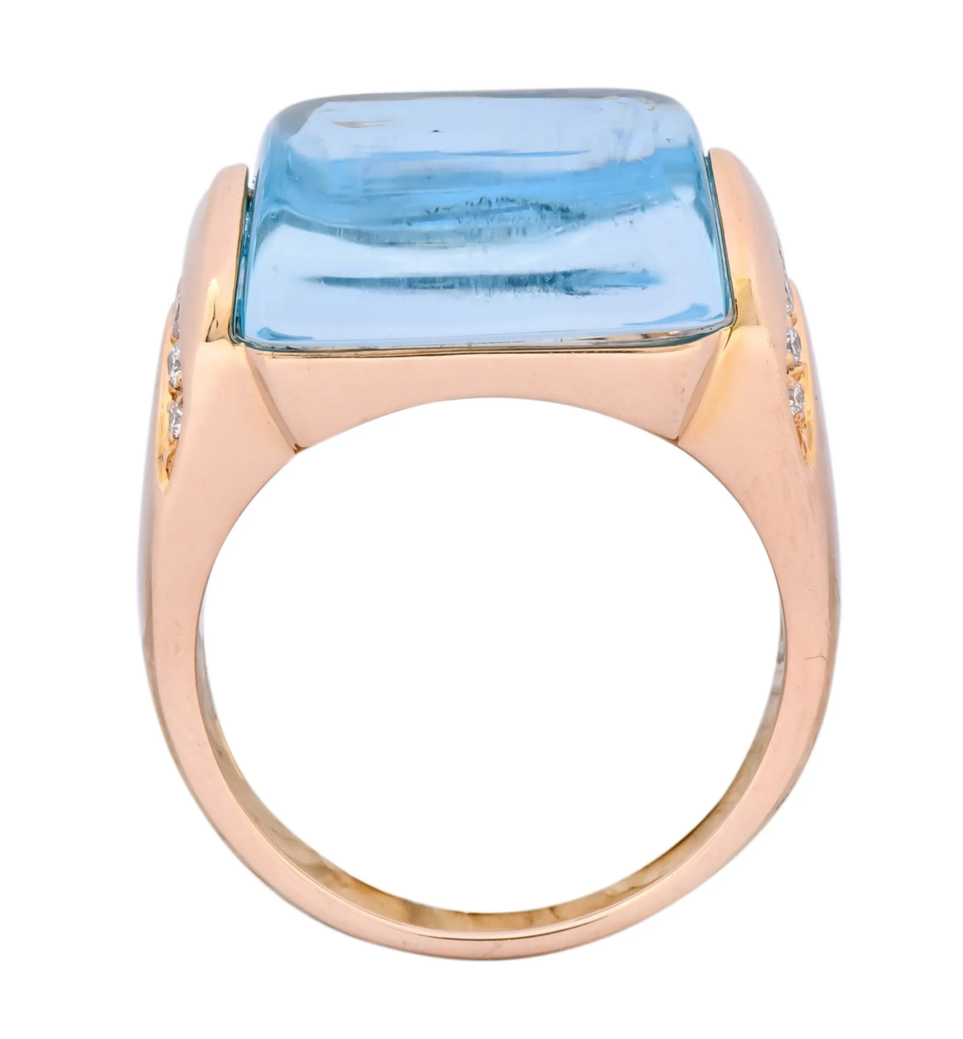 Bulgari 14.24 CTW Blue Topaz Diamond 18 Karat Gold Italian Tronchetto Ring