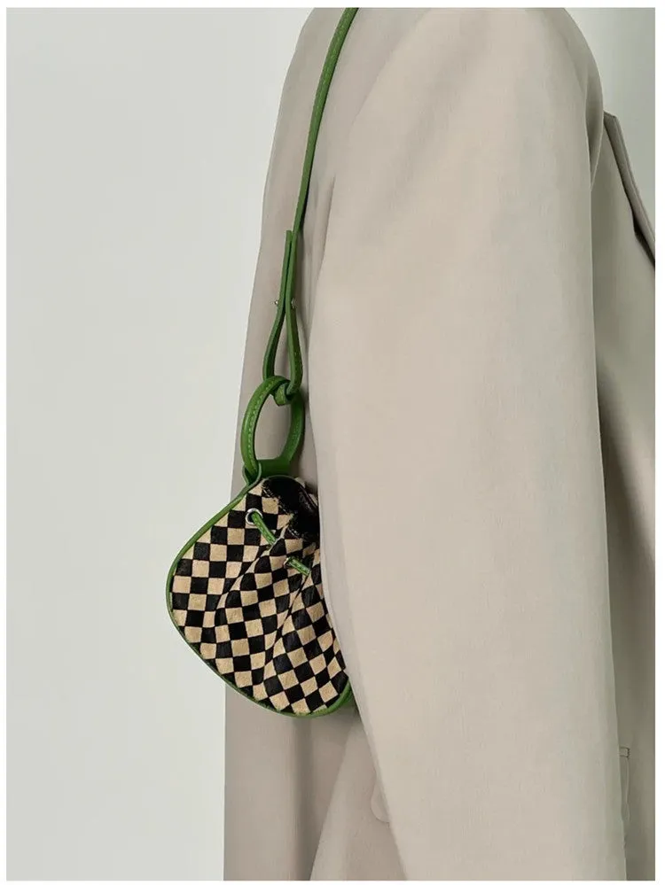 Checker Green Pouch Purse