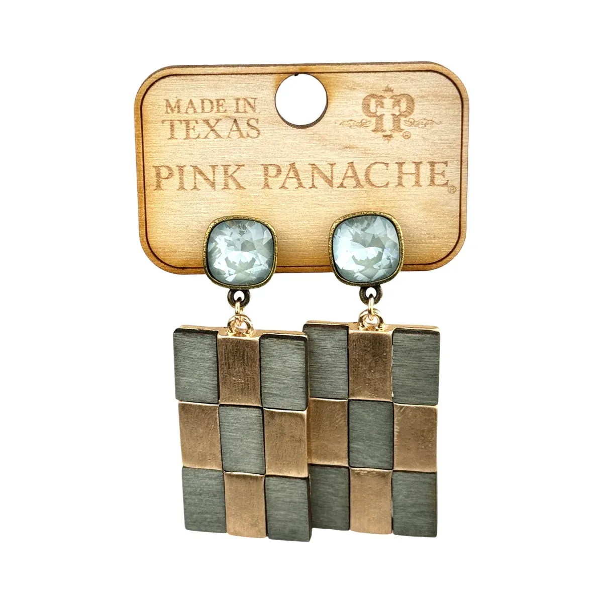 Checkered Earrings - Gray - Pink Panache