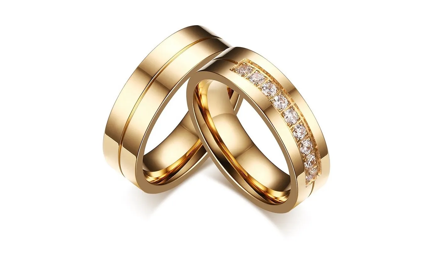 Couple Promise Band Stainless Steel Wedding Rings for Men Women