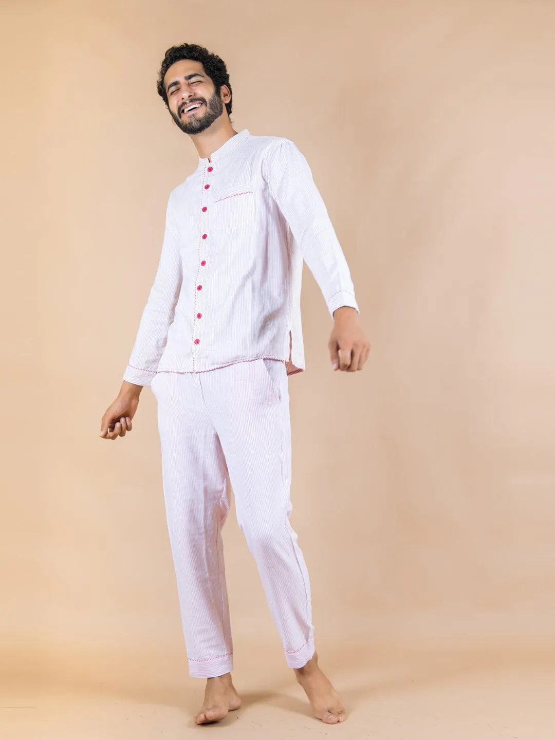 Cuban Collar 3 Layer Mulmul Night Suit