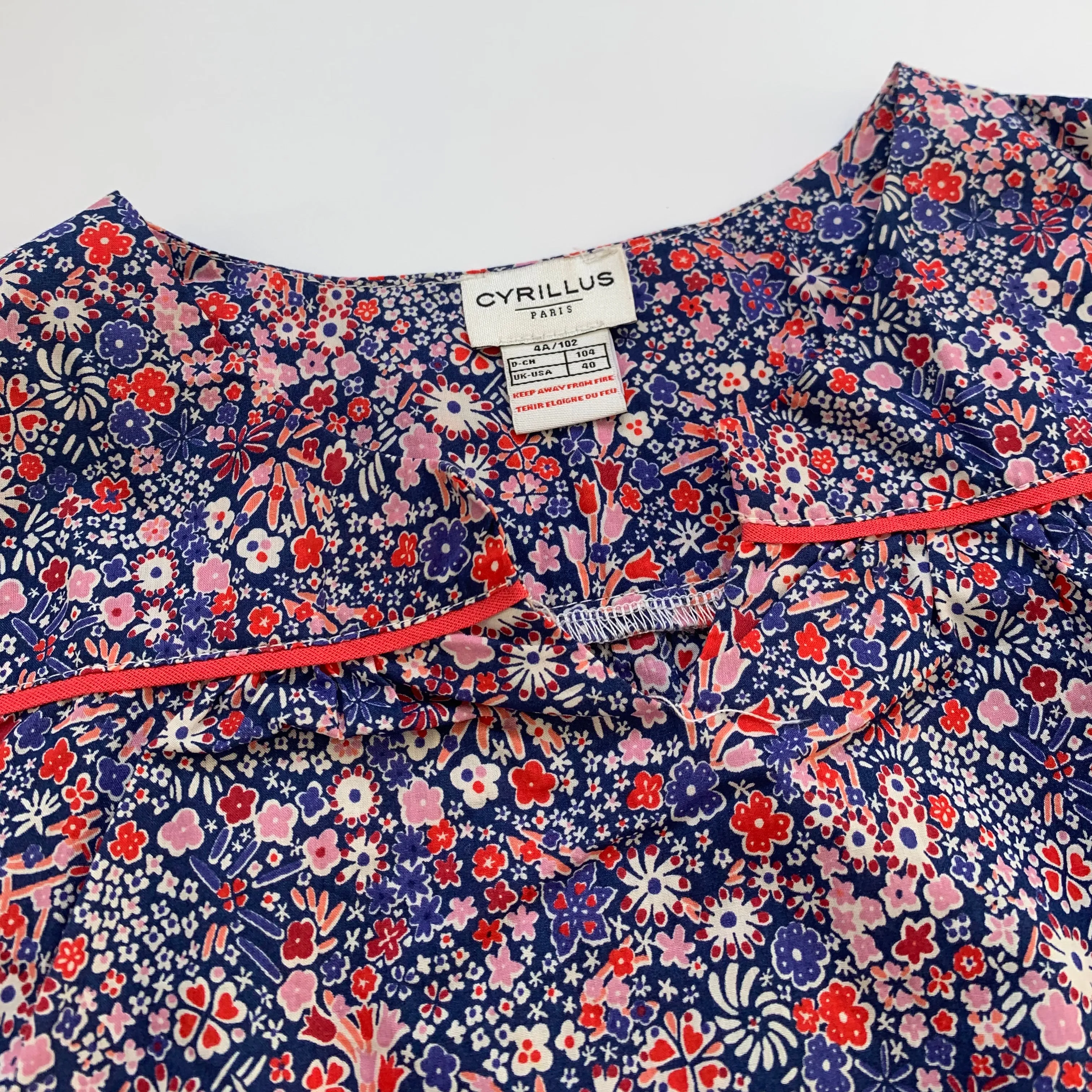 Cyrillus Blue And Red Liberty Print Kaftan Top: 4 Years