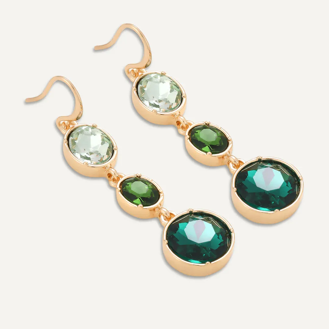 DE1135C -Green Jewel Hook Earrings- D&X London