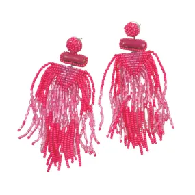 Deepa Gurnani Pink Beaded Chandelier Earrings