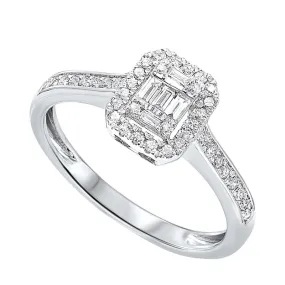 Diamond Rectangular Halo Ring in 14k White Gold (3/4ctw)