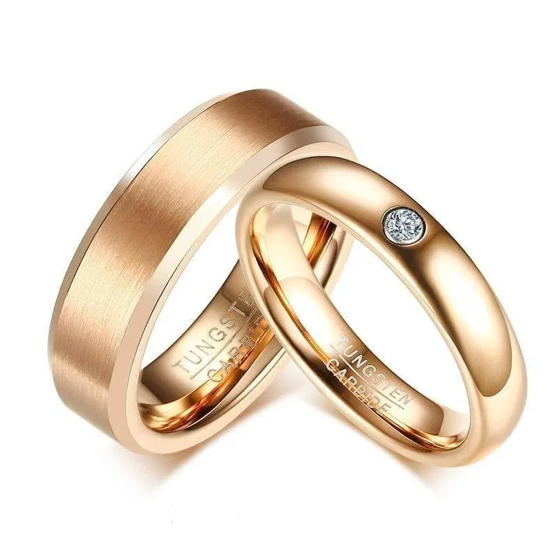 Elegant Promise Rings for Couples in Rose-Gold