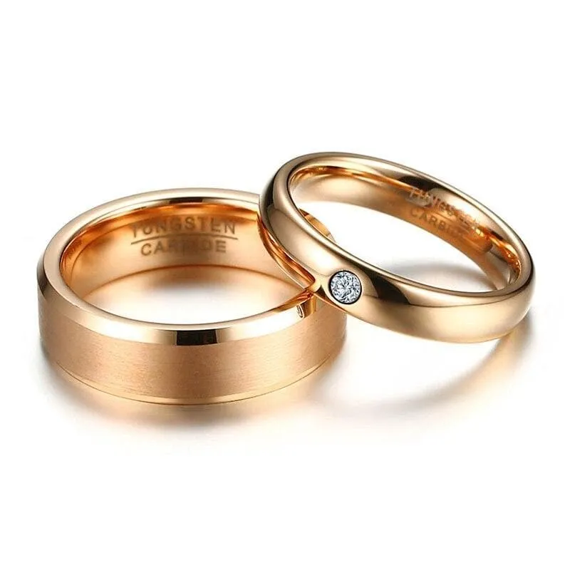 Elegant Promise Rings for Couples in Rose-Gold