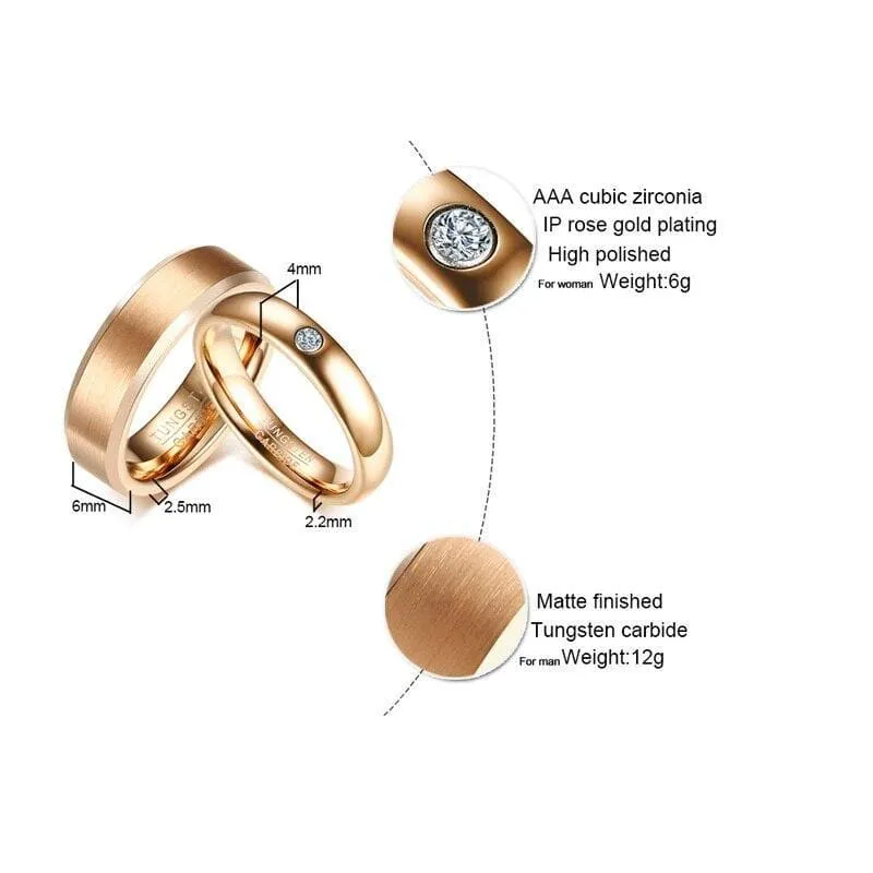 Elegant Promise Rings for Couples in Rose-Gold