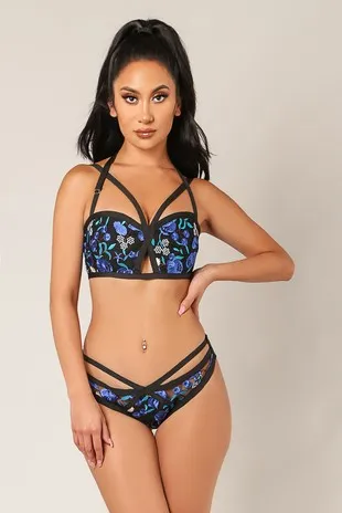 Embroidered Lace Bandage Swim Set