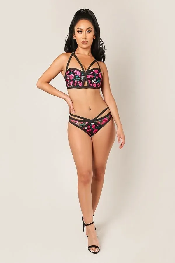 Embroidered Lace Bandage Swim Set