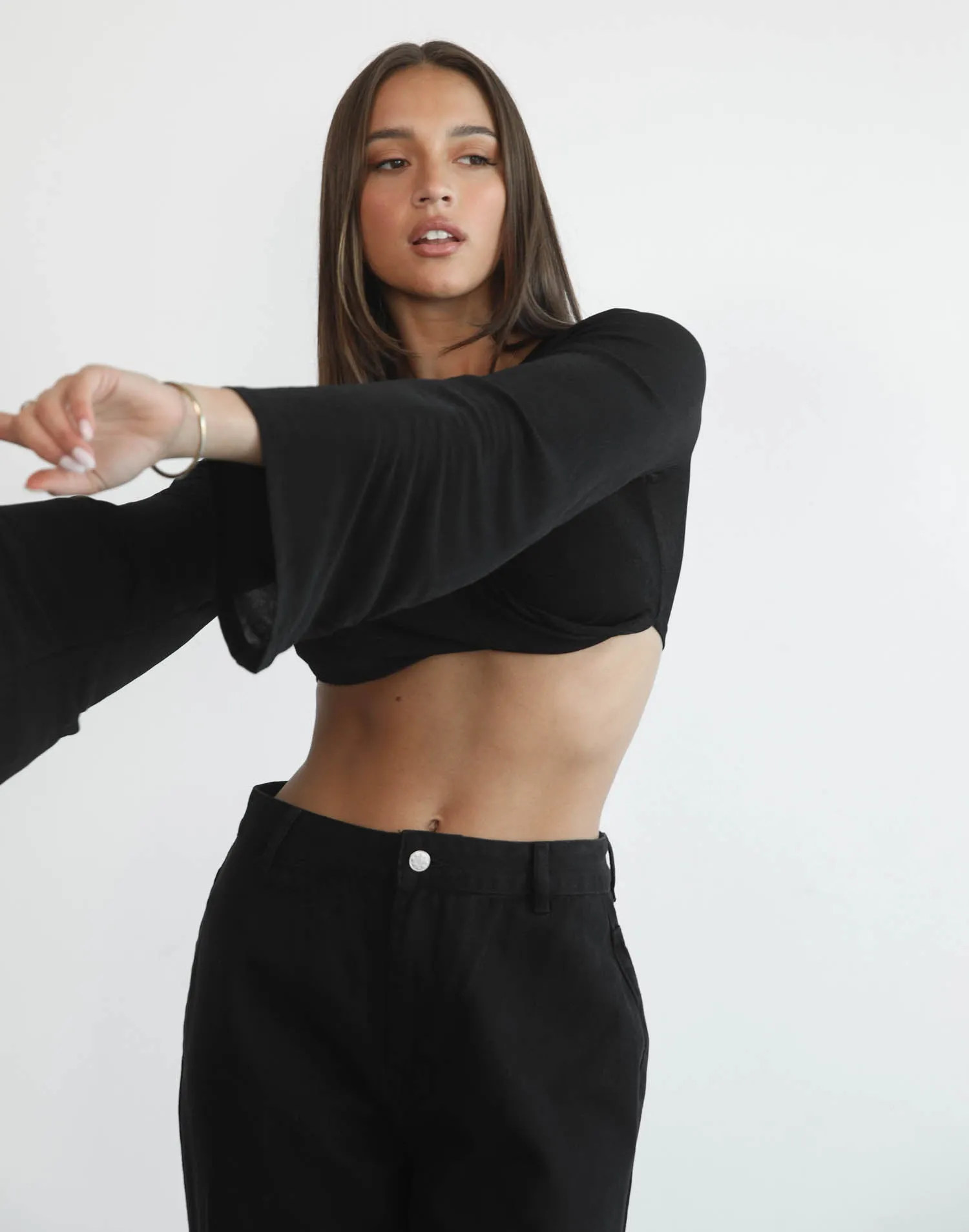 Ethelia Long Sleeve Top (Black)