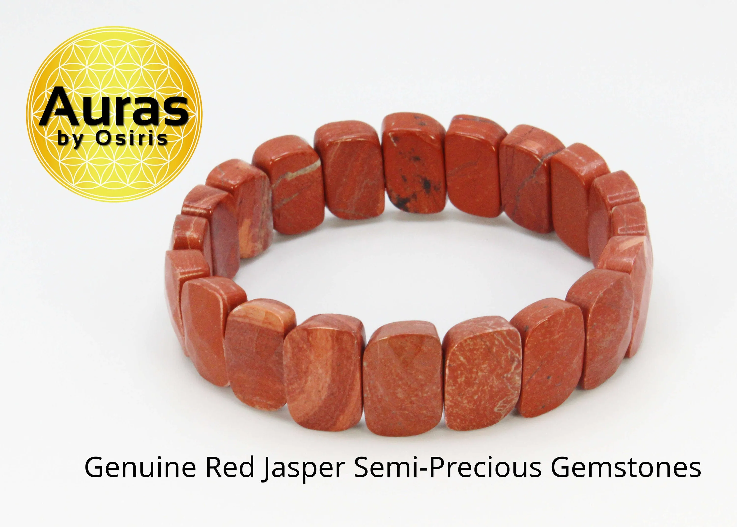 Faceted Red Jasper Bracelet - Elastic & Double Reinforced For strength, stamina, and grounding