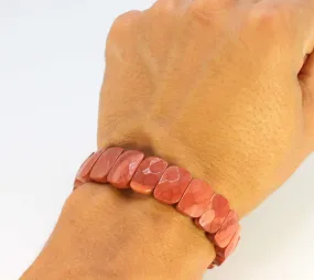 Faceted Red Jasper Bracelet - Elastic & Double Reinforced For strength, stamina, and grounding