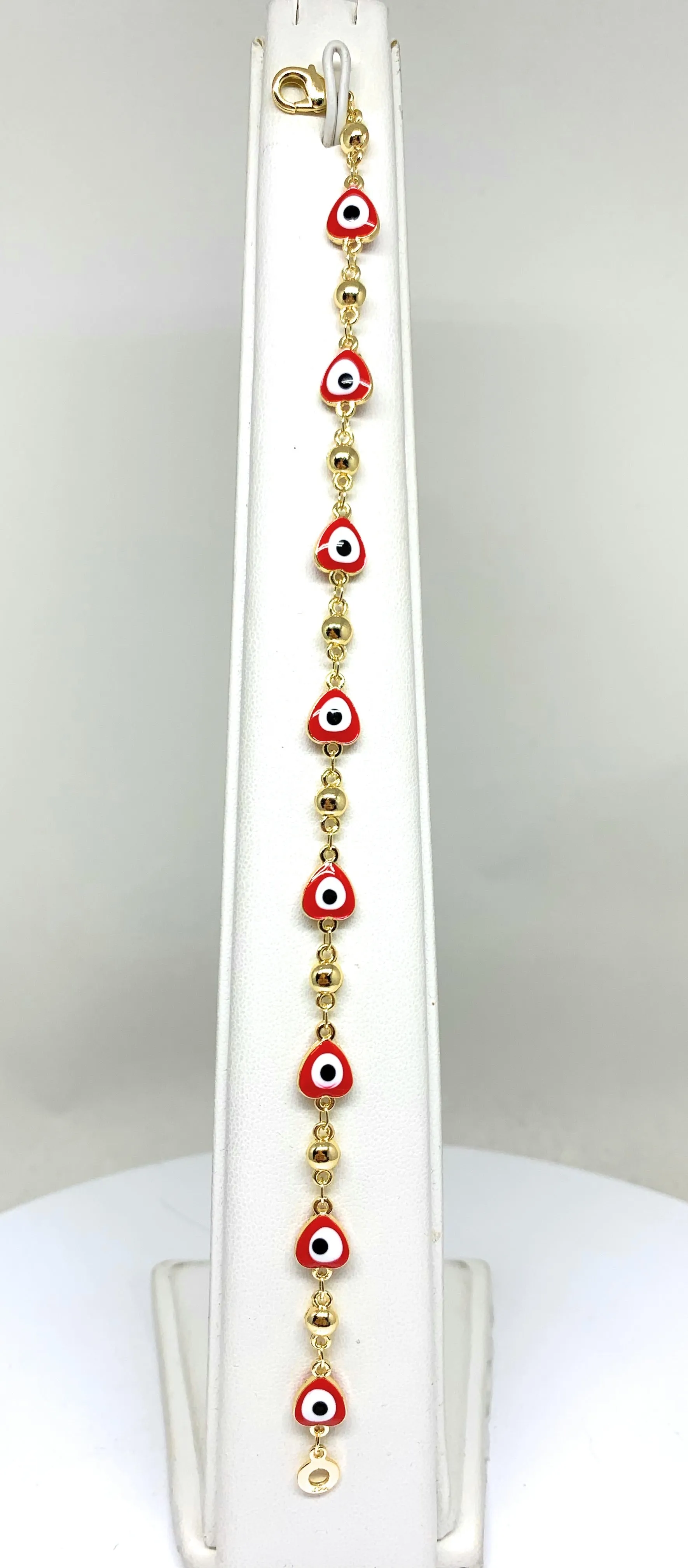 Gold Plated RED Evil Eye  Bracelet 8.5 inch