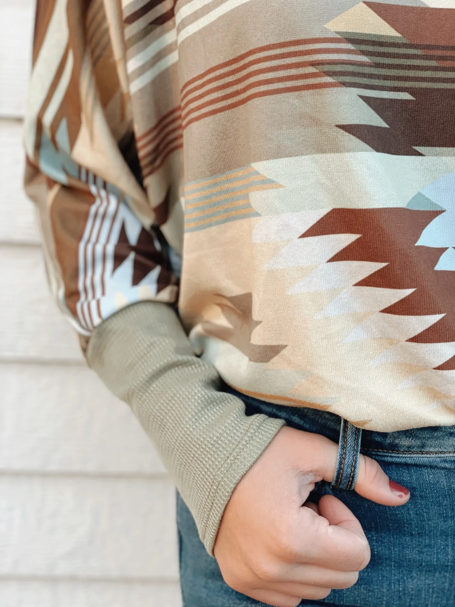 Green Aztec Dolman Top