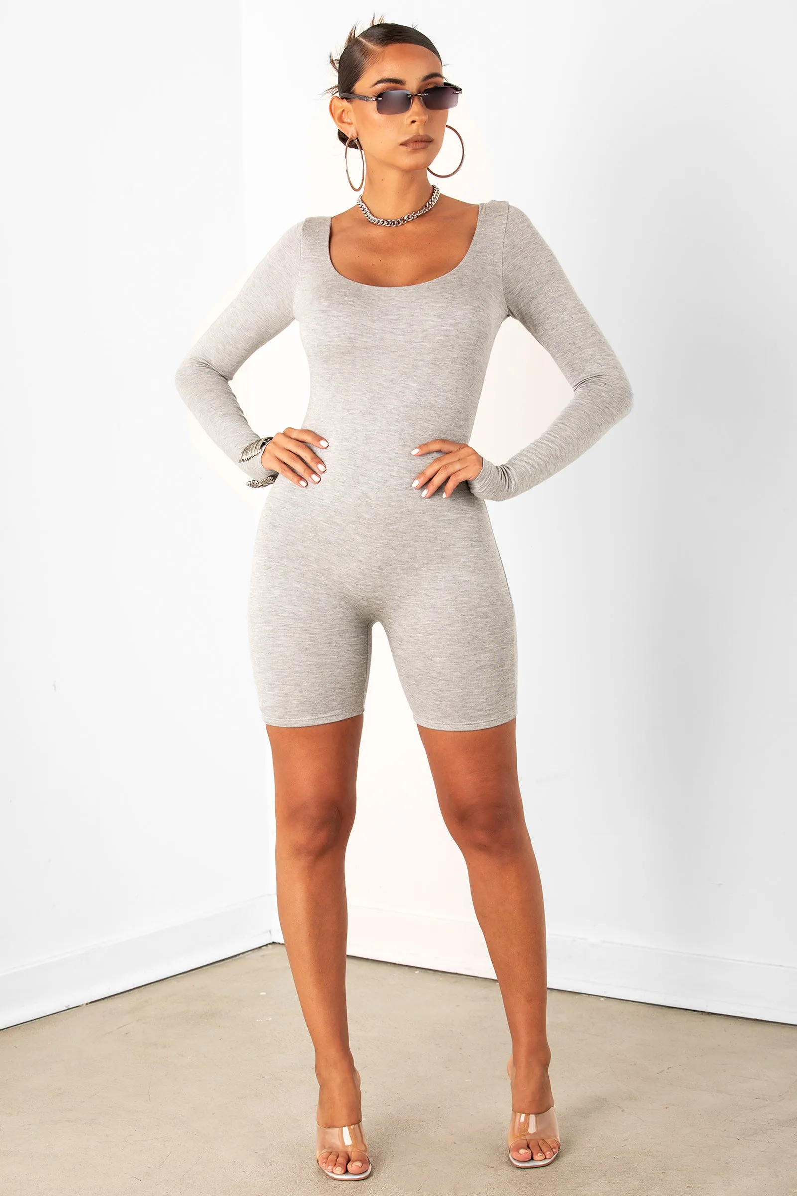 Grey Long Sleeve Unitard