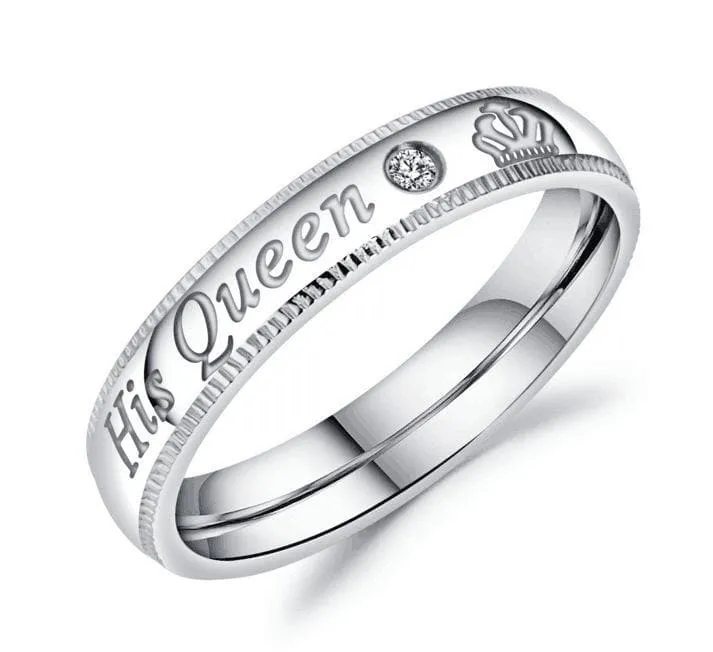 Her King and His Queen Matching Couple Promise Rings