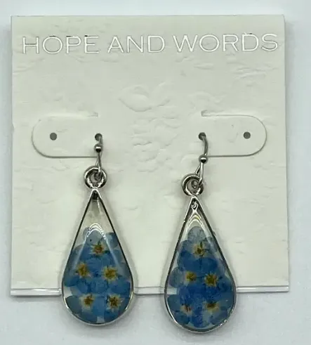 Hydrangea Blue Flower Wire Earrings AEE501