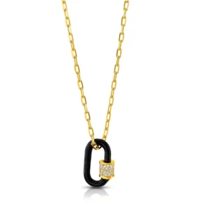 Jen Hansen Black Enamel Carabiner Chain in Gold