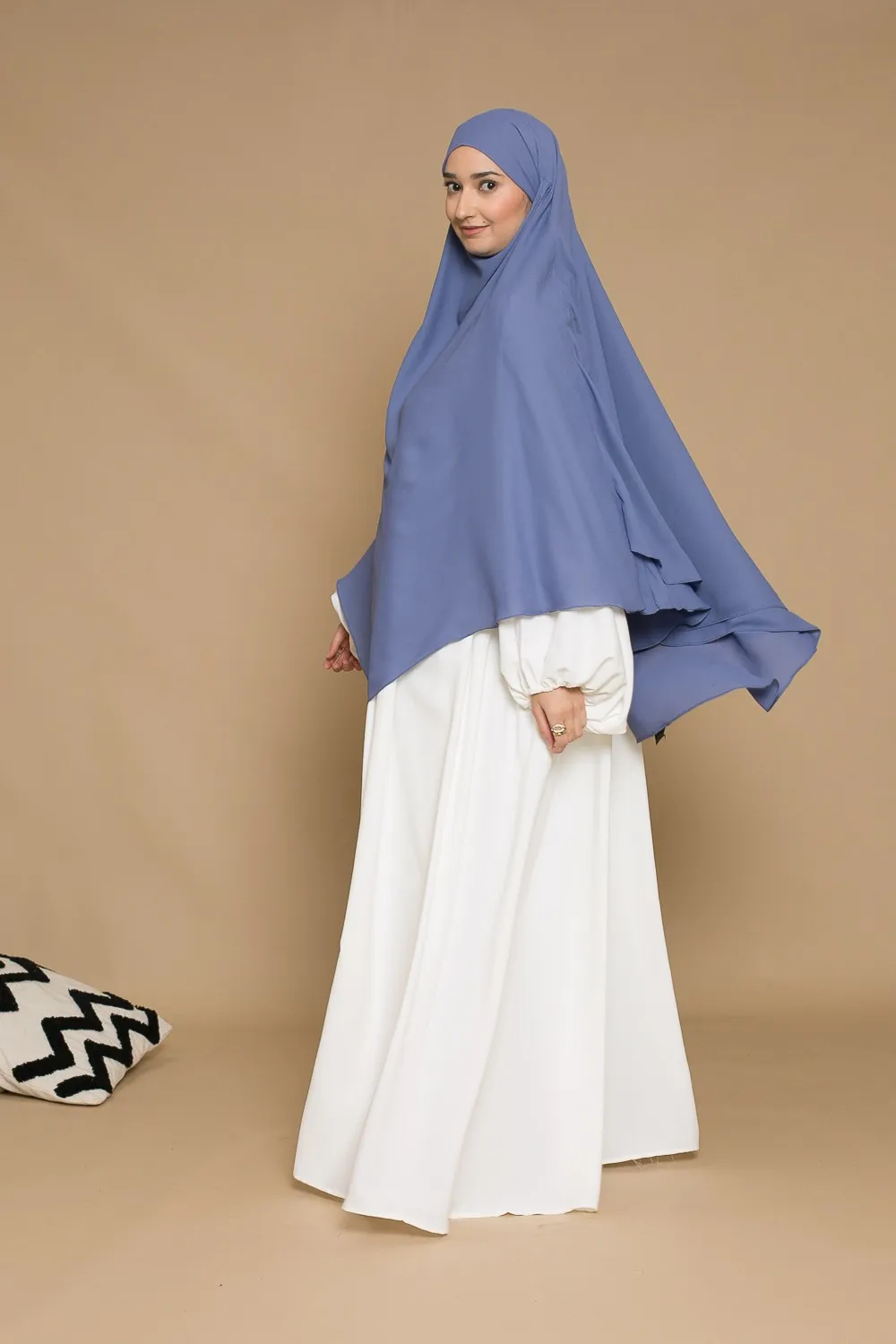 Khimar gasa denim doble voile