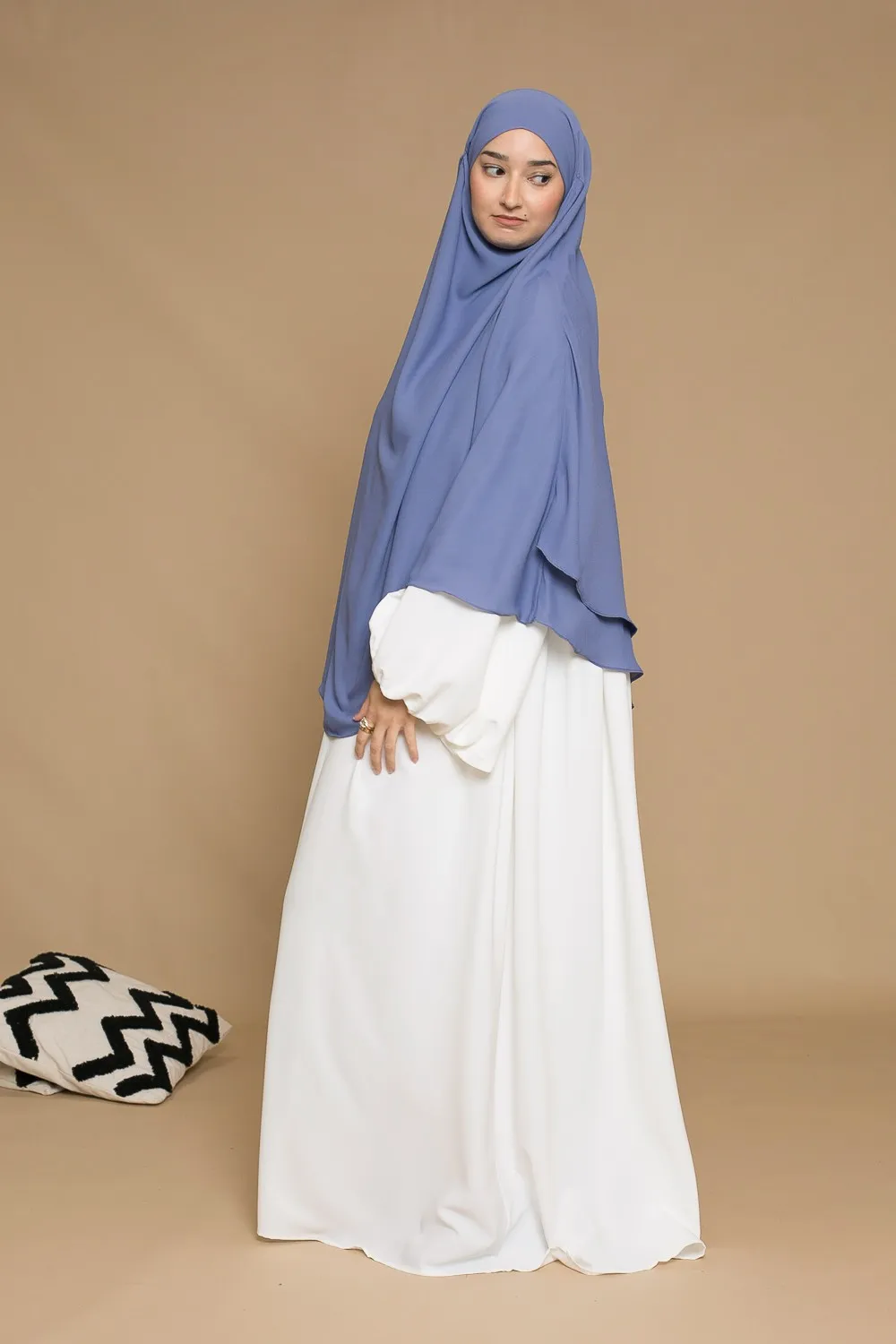 Khimar gasa denim doble voile