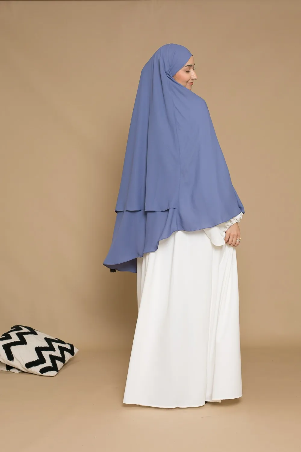 Khimar gasa denim doble voile