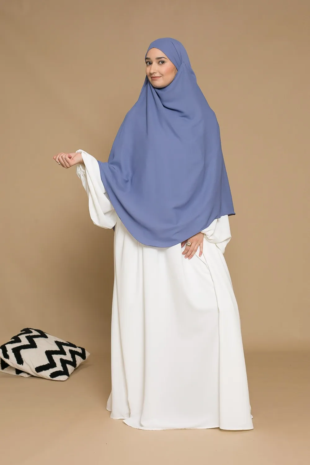 Khimar gasa denim doble voile