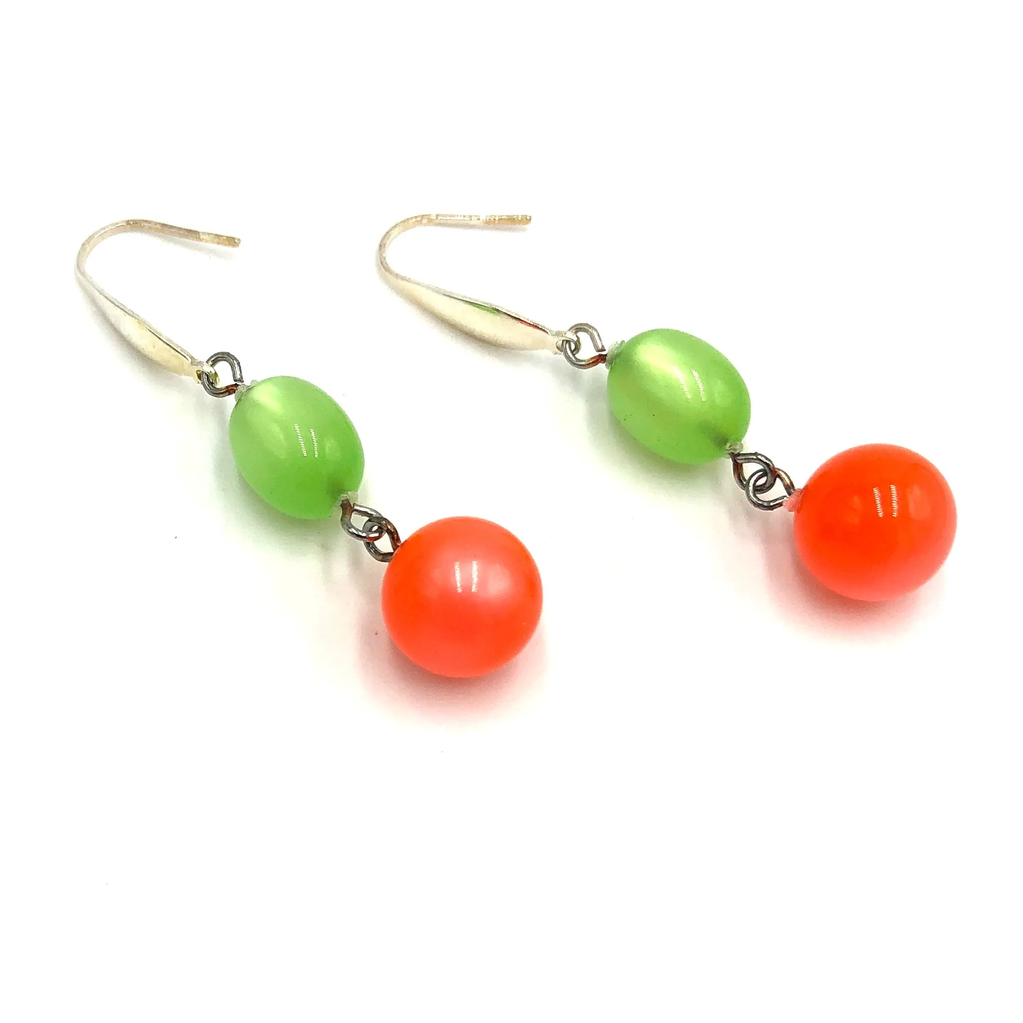 Lime Green & Neon Orange Moonglow Statement Earrings