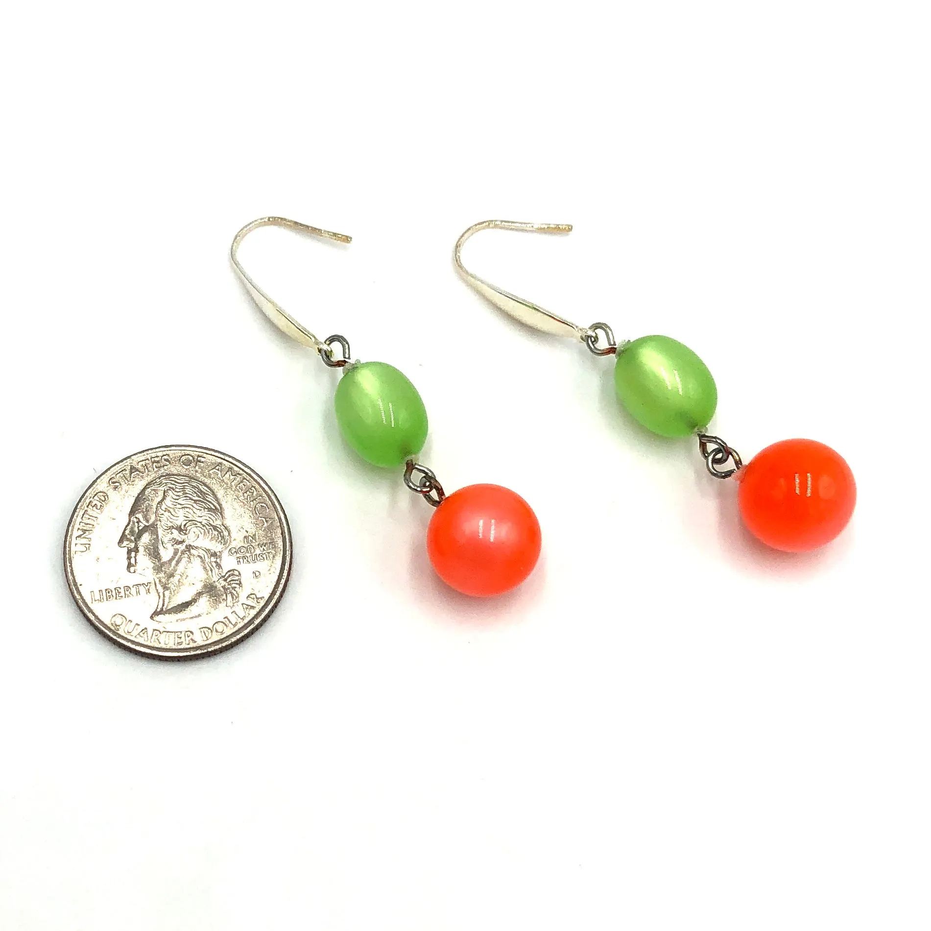 Lime Green & Neon Orange Moonglow Statement Earrings