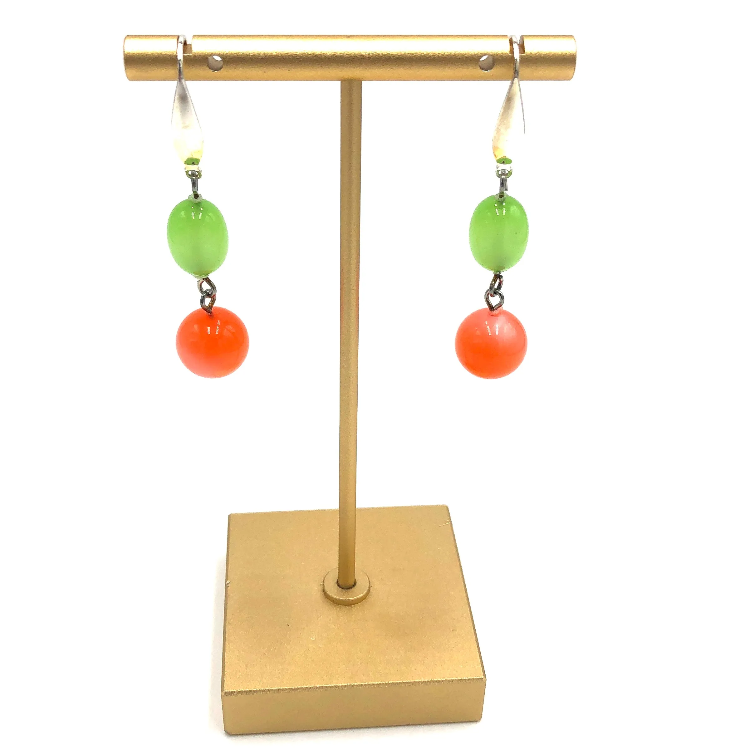 Lime Green & Neon Orange Moonglow Statement Earrings