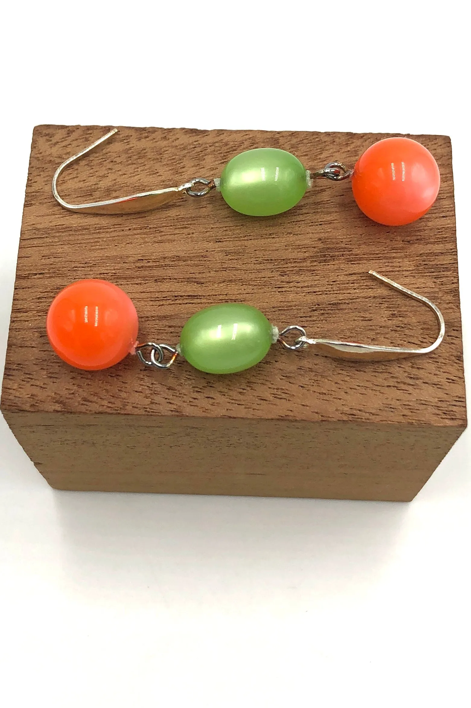 Lime Green & Neon Orange Moonglow Statement Earrings