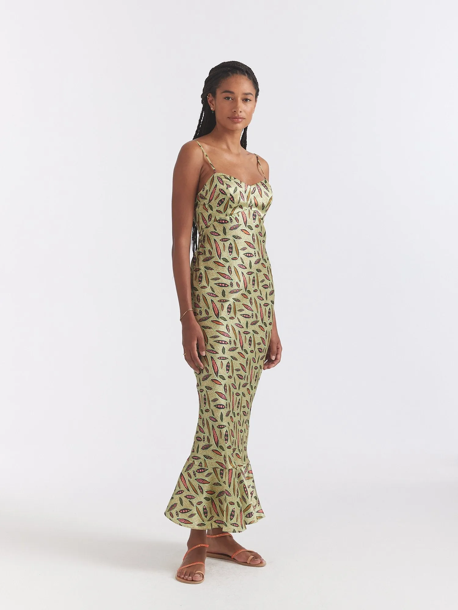 Mimi-B Green Slip Maxi Dress