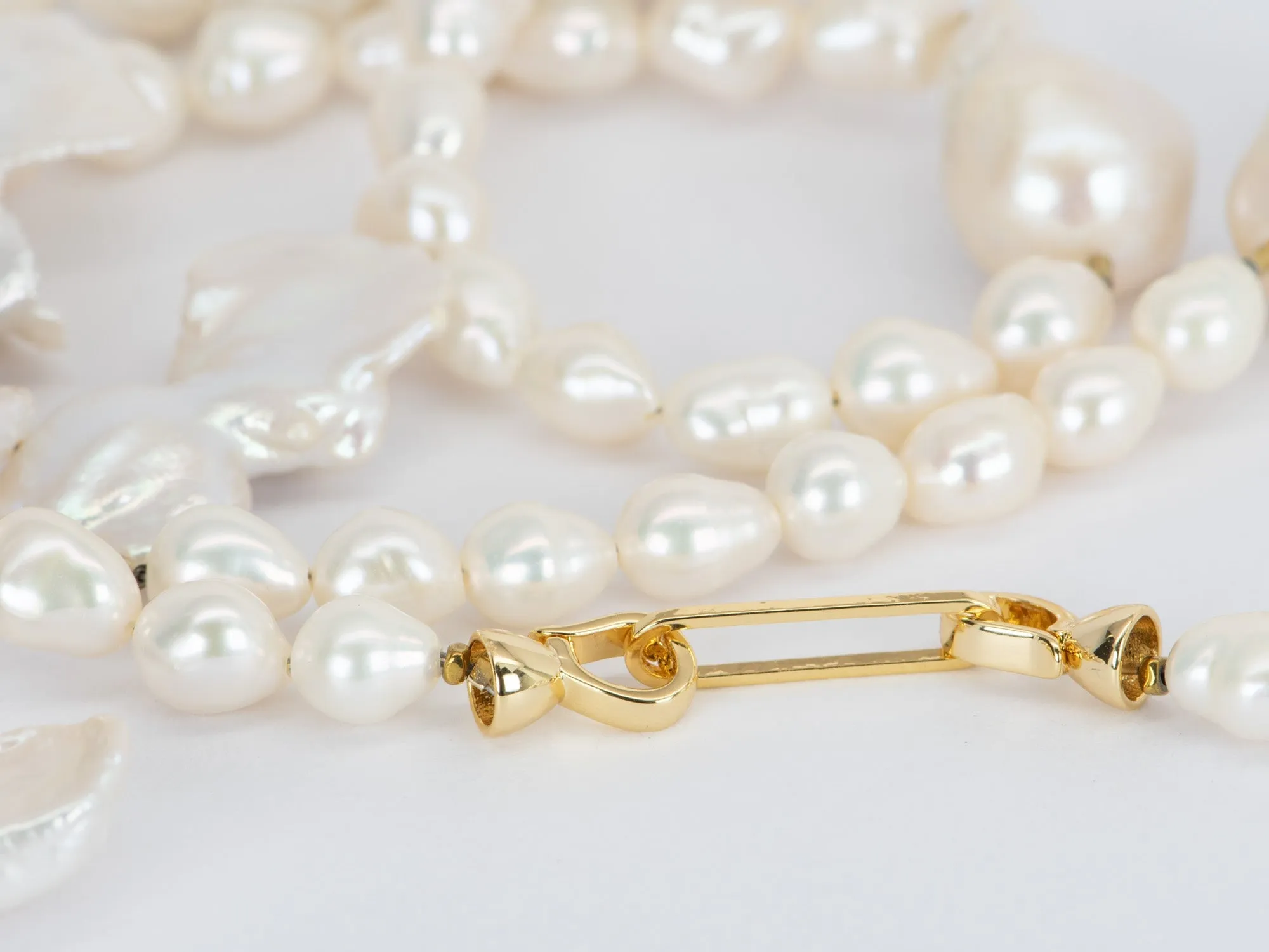 Mixed Baroque Pearl Long Necklace Gold Plated Long Clasp P1001