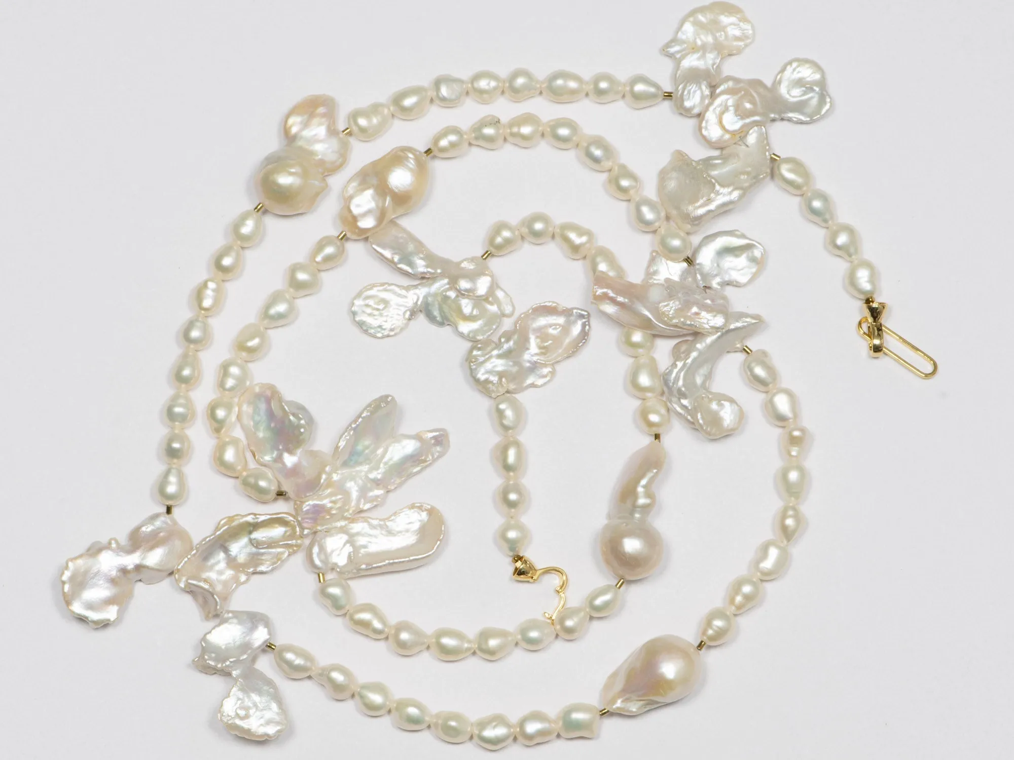 Mixed Baroque Pearl Long Necklace Gold Plated Long Clasp P1001