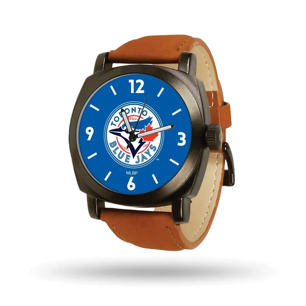 MLB Mens Toronto Blue Jays Brown Leather Knight Watch