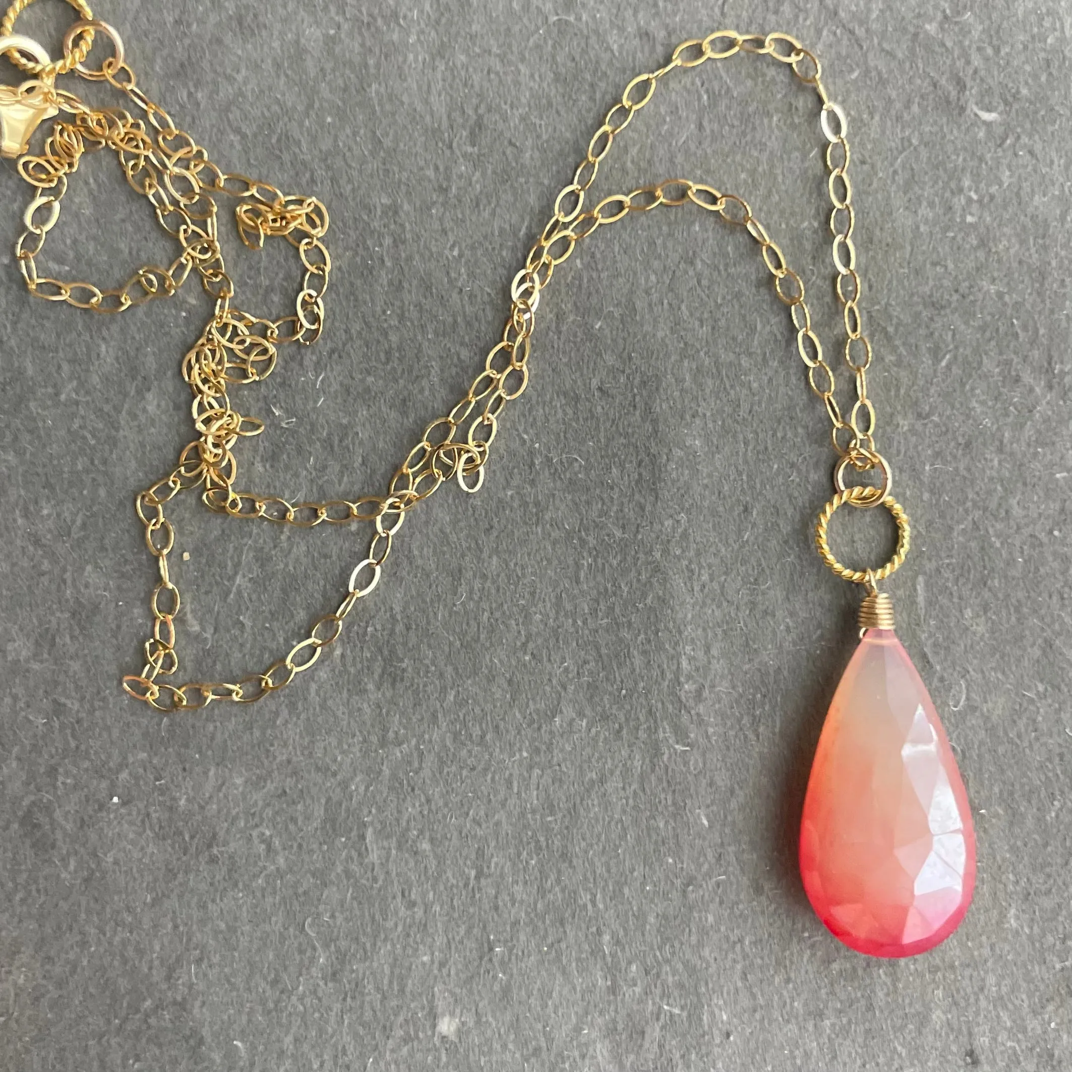 Mystic Pink Grapefruit Chalcedony Necklace, OOAK