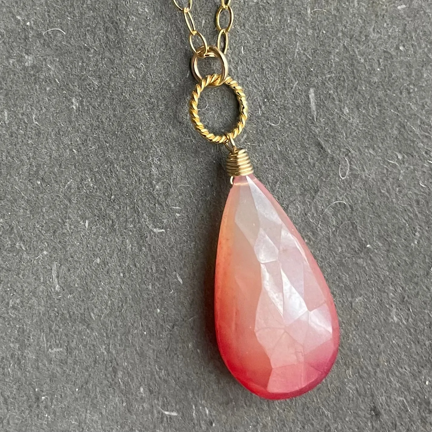 Mystic Pink Grapefruit Chalcedony Necklace, OOAK