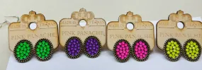 Neon Rhinestone Stud - Pink Panache